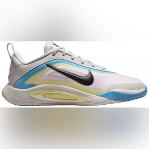 Nike A’One Grade School Basketball Shoes 5Y White Blue Black